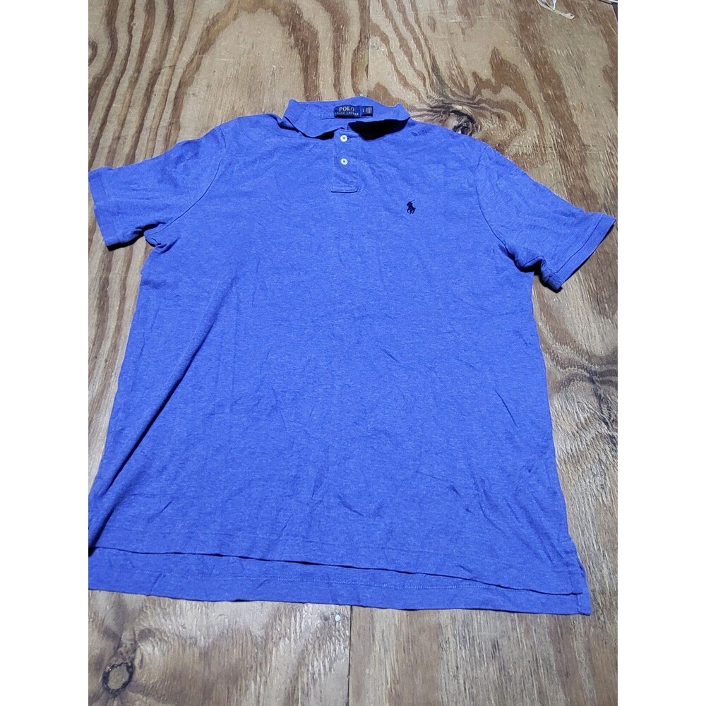 Polo Ralph Lauren Mens L Cotton Shirt Classic Fit Short Sleeve Blue @H77